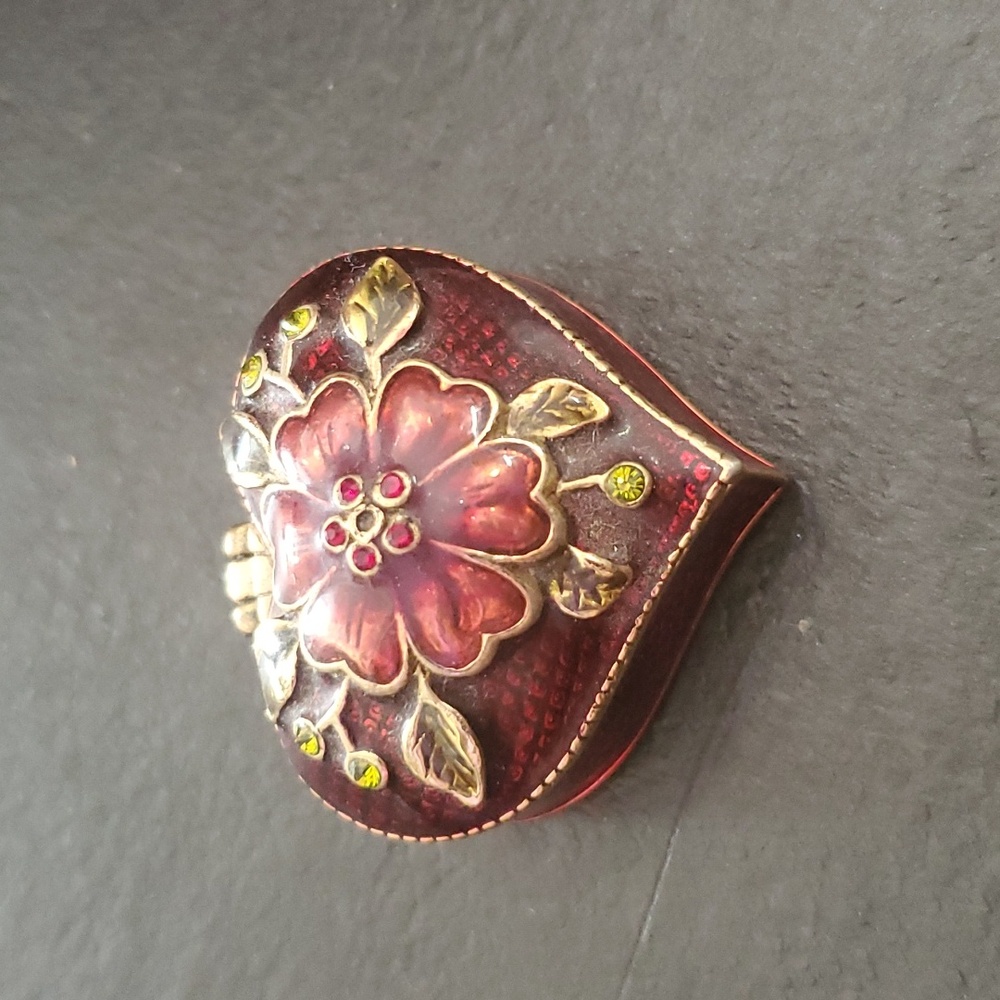 🌺Vintage Monet Guilloche Floral Heart Shaped Jewelry Trinket Box JL